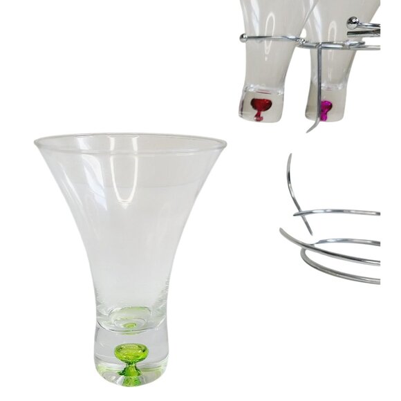 Torre & Tagus Glass Decanter Shot Glass Set of 6 Colorful Markers Metal Carrier - Picture 8 of 11